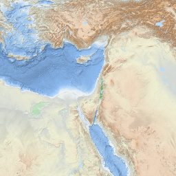 middle east map with rivers and seas